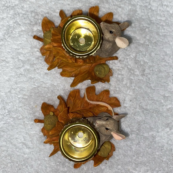 Charming Tails Mouse Candleholders Behind Stump 85/516 Rare - Picture 6 of 6